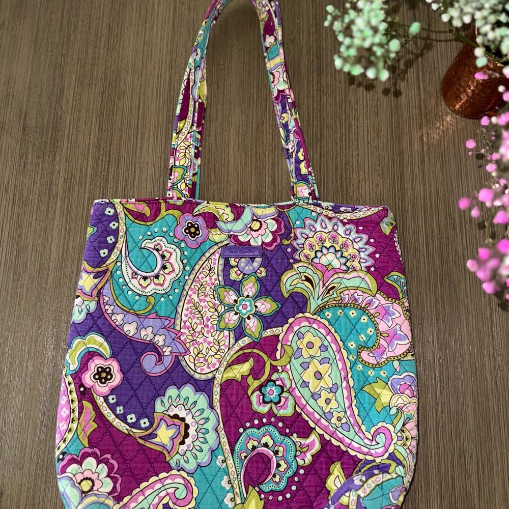 Vera Bradley Purple and Blue Paisley Tote Bag